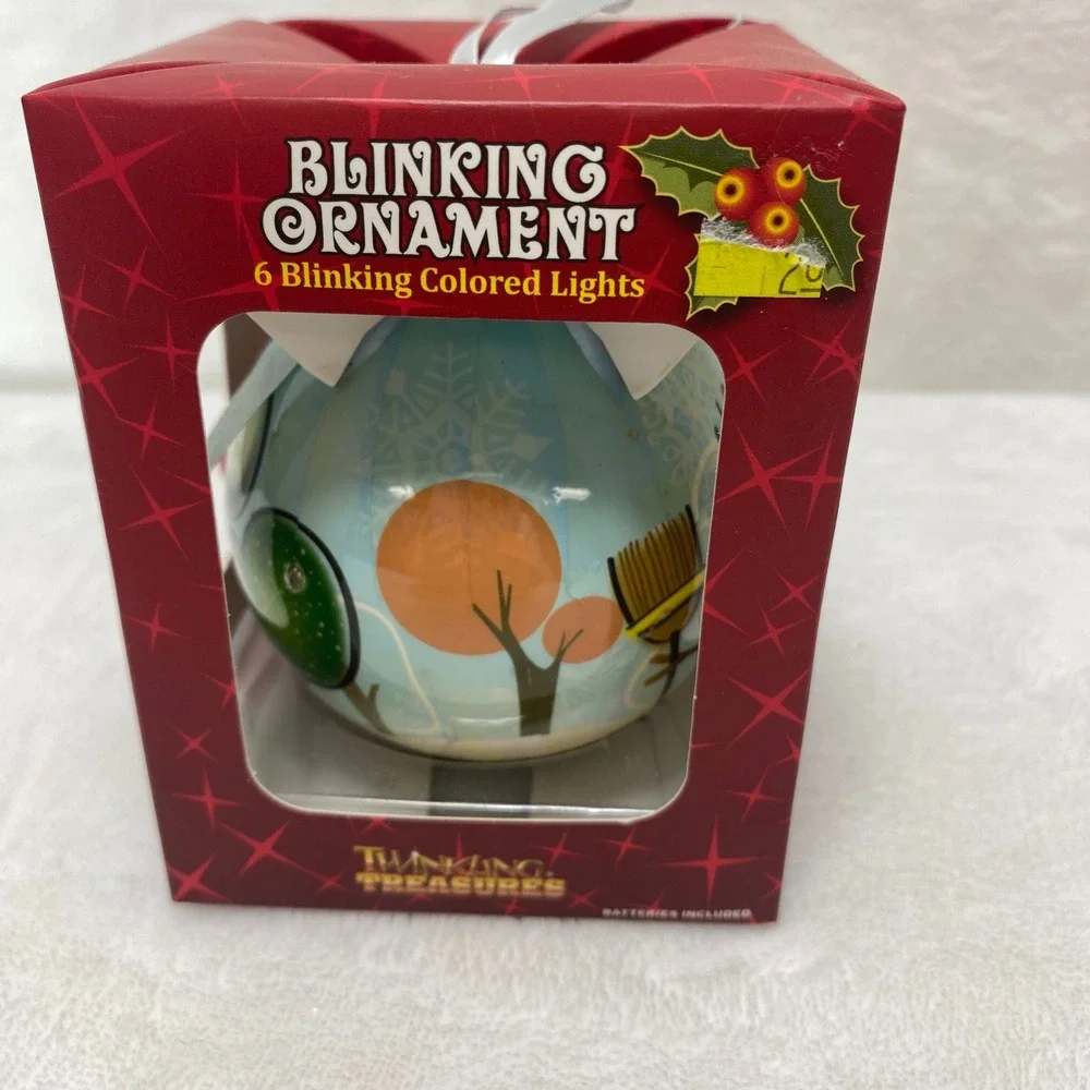 Twinkling Treasures Blinking Christmas Ornament Snowman Red Nose‎ Blue Hat Works
